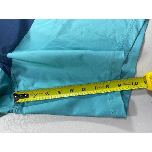 Trinity Coast Mens XLT Swim Shorts Blue & Aqua Color Block Elastic Waist - Picture 6 of 12